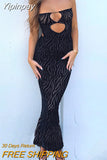 Yipinpay 2023 Sexy Spaghetti Straps Long Dresses Women Summer Back Tie Up Wrapped Bodycon Sundress Office Party Club Cutout Dress