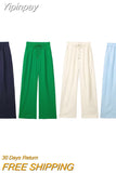 Yipinpay Fashion Women Wide Leg Pants 2023 Summer Female Casual Loose Lace Up Trousers Ladies Chic Elegant Low Waist Pants New In