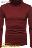 Yipinpay Winter Tops Fashion Mens Casual Slim Fit Basic Turtleneck Knitted Sweater High Collar Pullover Male Double Collar M-2XL