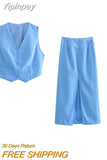 Yipinpay 2023 Fashion Two Piece Set for Women Summer V-Neck Women's Vest + Midi Skirt Chic and Elegant Two-piece Skirt Set New In