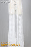 Yipinpay Hollow Out Knitted High Waist Sexy Pants Women Fashion Crochet Loose Autumn Trousers Women Cotton Casual Ladies Pants