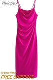 Yipinpay Ruched Slip Long Dress Women Backless Bodycon Dress Women Summer Elegant Party Dresses Woman Sexy Evening Dresses For Prom