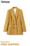 Yipinpay Fashion Blazers for Women 2023 Elegant Stylish Female Double-breasted Women's Suit Ladies Chic Casual Blazer Suits