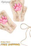 Yipinpay Lolita Sunscreen Arm Sleeves, 3D Simulation Silicone Cat Claw Anti-Skid Mittens Skin-Friendly Arm Cover for Women