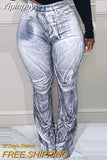 Yipinpay Women Fashion Clothes Do Old Elastic Waist Flare Pants Full Length Pencil Jeans