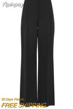 Yipinpay Pleated Elegant Wide Leg Pants Women High Waist Floor-Length Palazzo Trousers With Pocket Fashion Lady Office Pants