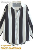 Yipinpay Fashion Stripe Spliced Women's Shirt 2023 Summer Long Sleeve Women Tops Blouse Ladies Chic Casual Shirts & Blouses New In