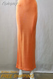 Yipinpay Vintage 90s Straight Long Skirt Women Y2K Sexy Solid Slim Elastic Waist Pencil Maxi Skirt 2000s Aesthetic Streetwear