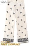 Yipinpay Embroidery High Waist Pants For Women Green Wide Leg Pants Women Summer Vintage Baggy Pants Woman Boho Women's Trousers 0406