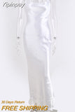 Yipinpay MO Sexy Spaghetti Strap Backless Summer Dress Women Satin Lace Up Trumpet Long Dress Elegant Bodycon Party Dresses 2023