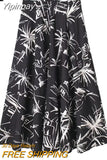 Yipinpay Print Black Long Skirts For Women Fashion 2023 High Waist Midi Skirt Sets Cape Style Beach Summer Skirt Woman Pleated Skirt