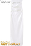 Yipinpay Cut Out Corset Dress Woman Off Shoulder White Long Dresses For Women Backless Bodycon Dress Women Evening Party Dresses