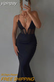 yipinpay Elegant Festival Outfit Female Dress 2023 Women Wrap Evening Party Sexy Dress Long Corset Club Vestido V Neck Sleeveless