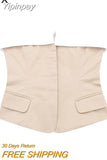Yipinpay Fashion 2023 Woman Corset Tops Summer Off Shoulder Slim with Pockets Crop Tops Ladies Sexy Backless Chic Top Clothes
