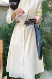 Yipinpay Button Shirt Dress Maxi Long Sleeve White Elegant Solid kobieta sukienka Spring Fall 2023 Korean Winter Vestido De Mujer