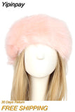Yipinpay Women's Faux Fur Hat Fluffy Headband Russian Style Hat Comfy Cossack Style Elastic Stretch Furry Earmuff Bomber Hats