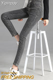 Yipinpay Leggings Jeans Women Velvet Thicken Warm Pencil Pants Casual High Waist Female Korean Thermal Straight Skinny Denim Trousers