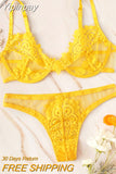 Yipinpay Women Lingerie set See-through Lace Babydoll Unpadded Bra HIgh Waist G-String Thong Underwear Set