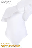 Yipinpay Women Sexy Bodysuit Stretch Leotard Sleeveless Ruffles Slim Evening Party Body Tops T shirt Jumpsuit Romper Summer 2023