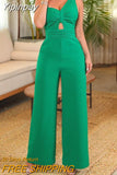 Yipinpay Woman Long Jumpsuits Elegant New Fashion Casual One Pieces One Shoulder Cutout Wide Leg Jumpsuit