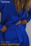 Yipinpay Satin Long Sleeve Lady Blouse Outfit 2023 Casual Loose Button Up Straight Pant 2 Piece Set Women Chic Solid Homewear Set