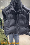 Yipinpay Cotton Stand Collar High Sleeveless Vest Chalecos Para Mujer Black Waistcoat Women Parkas Crop Down Coats Top Jacket
