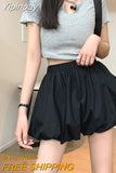 Yipinpay Summer Elastic Band Shorts Pants For Women Summer Casual Korean Female Black White Loose Pumpkin Bloomer Short Pants Mujer