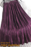 yipinpay Summer Thin Pleated Skirts Women 2023 New Stylish Luxury High Waist Korean Midi Faldas Plain Simple Swing A-line Skirt