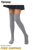 Yipinpay Knitted Stockings Autumn Winter 2023 Female Lingerie Thigh High Socks Harajuku Sexy Compression Stockings for Women