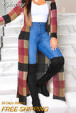Yipinpay Long Sleeve Casual Longline Cardigan coat casual elegant autumn spring new fashion women's outfits female clothing