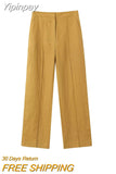Yipinpay Fashion Women's Pants 2023 Linen Straight Pant for Women Chic Elegant High Waist Casual Trousers Ladies Summer Pant