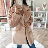 Yipinpay Style 2024 Autumn And Winter Woolen Coat Women's Medium-Long Solid Color Loose Plush Coat Imitation Fur Coat