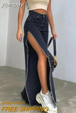 yipinpay Baggy Jeans Wide Leg Pants Side Split Out Denim Pants Women Streetwear 2000s Aesthetic Summer Straight High Waisted Trousers