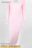 Yipinpay Winter Ribbed Knitted Cotton Dress Women Off Shoulder Long Sleeve Sexy Bodycon Dresses Elastic Slim Party Vestidos 2023
