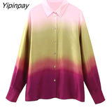Yipinpay Summer Women Fashion Tie-Dyed Shirts And Dress 2023 Long Sleeve Single Breasted Blouse Sleeveless Dress Casual Outwear