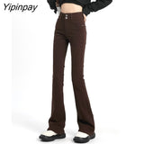 Yipinpay High Waist Stretch Flare Skinny Denim Jeans Womens