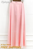 Yipinpay Wrap Hip Elegant Pink Satin Fishtail Skirt Women Long Mujer Faldas Empire Korean Style Black White Mermaid OL Silk