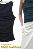 Yipinpay 2023 Black Crop Top Women Ruched Tank Tops Y2k Streetwear White Sleeveless Top Female Fashion Summer Sexy Tops Woman
