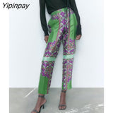 Yipinpay Newest Fashion Print Shirts Pants Sets 2023 Long Sleeved Chic Blouses+Ankle-Length Pants Street Casual Bandage Outwear