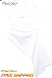 Yipinpay White Halter Top Women Asymmetric Backless Top Female Ruched Summer Blouses For Women 2023 Streetwear Sexy Tops Woman