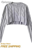 Yipinpay Cropped Sweater Women Vintage Preppy Style Slim Casual Long Sleeve Knit Sweater with Shirts Y2k Autumn Korean Streetwear