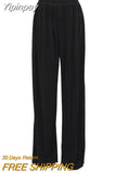 Yipinpay Beige Pleated Wide Leg Pants Womens Pants Fashion 2023 Casual Loose Trousers Office Lady Elegant Long Palazzo Pants