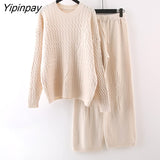 Yipinpay And Winter New Knitting Suit Women's Two-piece Sweater Large Loose Knitting Wide Leg Pants