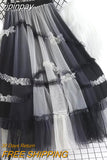 yipinpay Luxury Fashion Fairy Grunge Tutu Skirt Women Spell Color Charming Mesh Patchwork Long Tulle Skirts Chic Princess Skirt