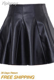 Yipinpay Women Black Pu Leather Skirt 2023 Fashion Casual Mini Skirts Y2k Female Korean Style High Waist Short Skirt Winter Solid Bottoms