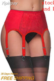 Yipinpay High Waist Garter Belt Mesh Suspender Belt 6 Straps Garter Belt for Thong Stocking S-XXL (NO stocking and Panties)