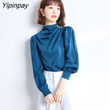 Yipinpay Spring Summer Women Blouses Elegant Korean style Fashion Satin shirts Loose Chiffon Long sleeve female blusas Ladies tops