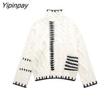 Yipinpay Autumn Winter Sweet Women Knitted Sweater 2023 Thicken Long Sleeve Female Pullover Simple Vintage Causal Warm Tops
