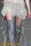 Yipinpay Fairy Grunge Tulle Mini Skirt Women 2023 Summer New Ruffle Irregular Bow Patchwork Low Waist Grey Y2K Skirt Gothic Style 920