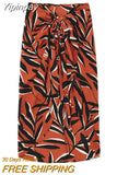 Yipinpay Print Pareo Wrap Skirt Woman High Waist Long Skirts For Women Fashion 2023 Beach Midi Skirt With Slit Women's Summer Skirts